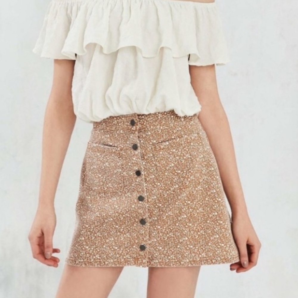 UO Kimchi Blue Tan Yellow White Denim Skirt